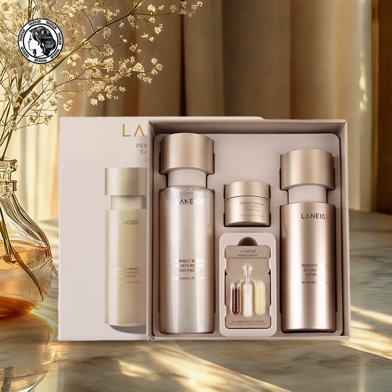 保税韩国兰芝致美黄金紧颜焕采三重凝萃精华水乳2件套