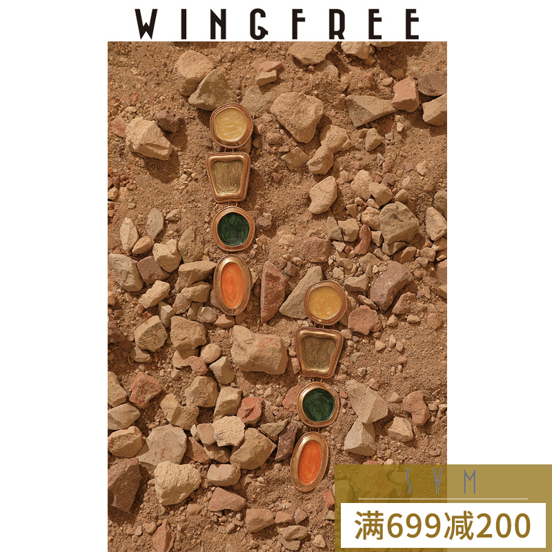 WINGFREE優雅風情度假感長耳夾耳釘 隨意門SYM18夏季新品女配飾