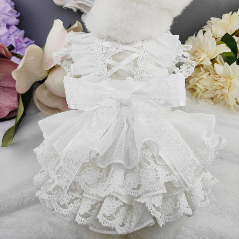 私宠手作洛丽塔宠物婚纱猫咪泰迪比熊博美约克夏春秋夏薄款公主裙
