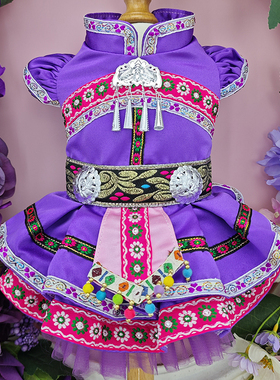 私宠手作紫色狗狗民族风衣服贵宾约克夏小马春秋衣服小型犬公主裙