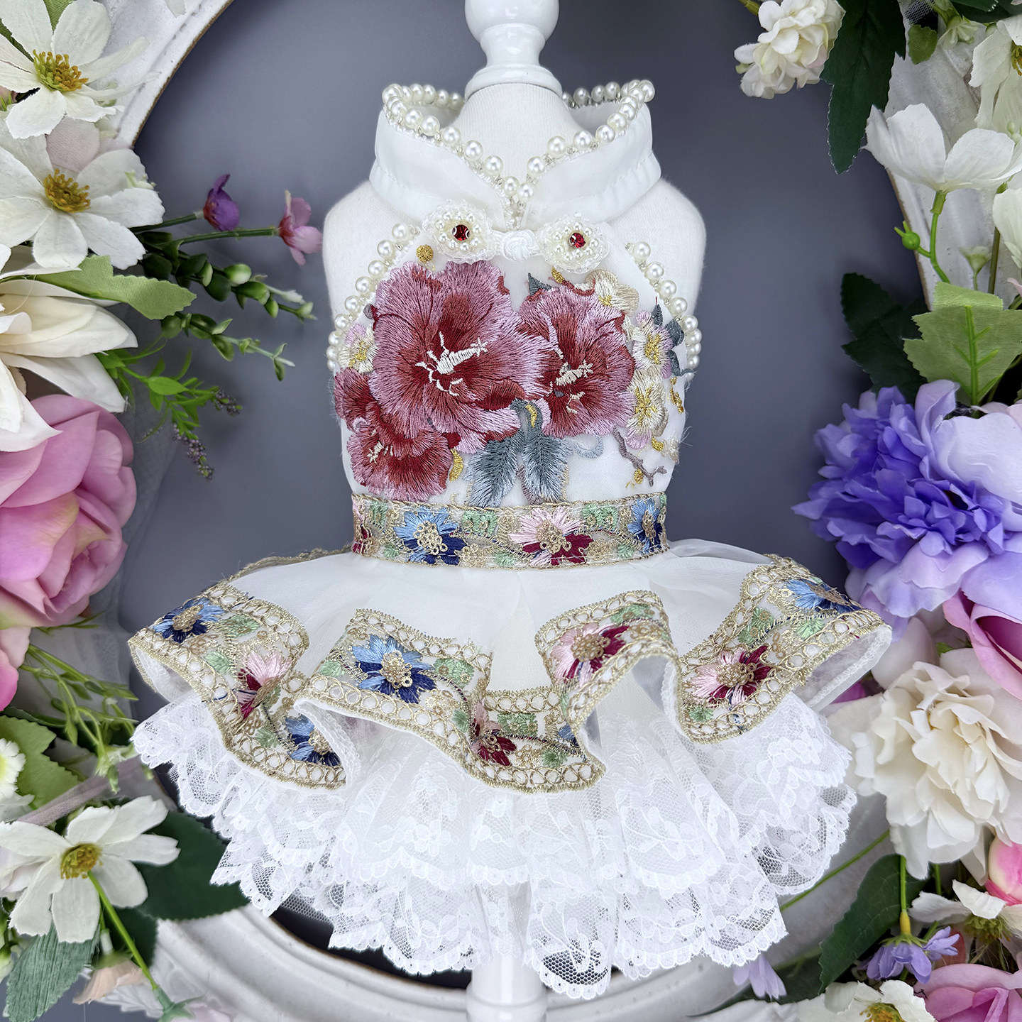 私宠手作莫兰迪宠物裙子狗狗衣服贵宾小马比熊泰迪犬中式连身裙薄