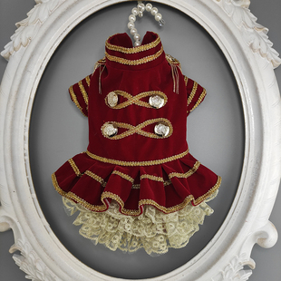 私宠手作酒红元帅宠物情侣礼服泰迪春秋外套比熊猫狗军装公狗西装