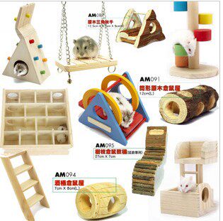 木质仓鼠玩具用品 吊链秋千 隧道 翘翘筒 跷跷板 迷宫 爬梯