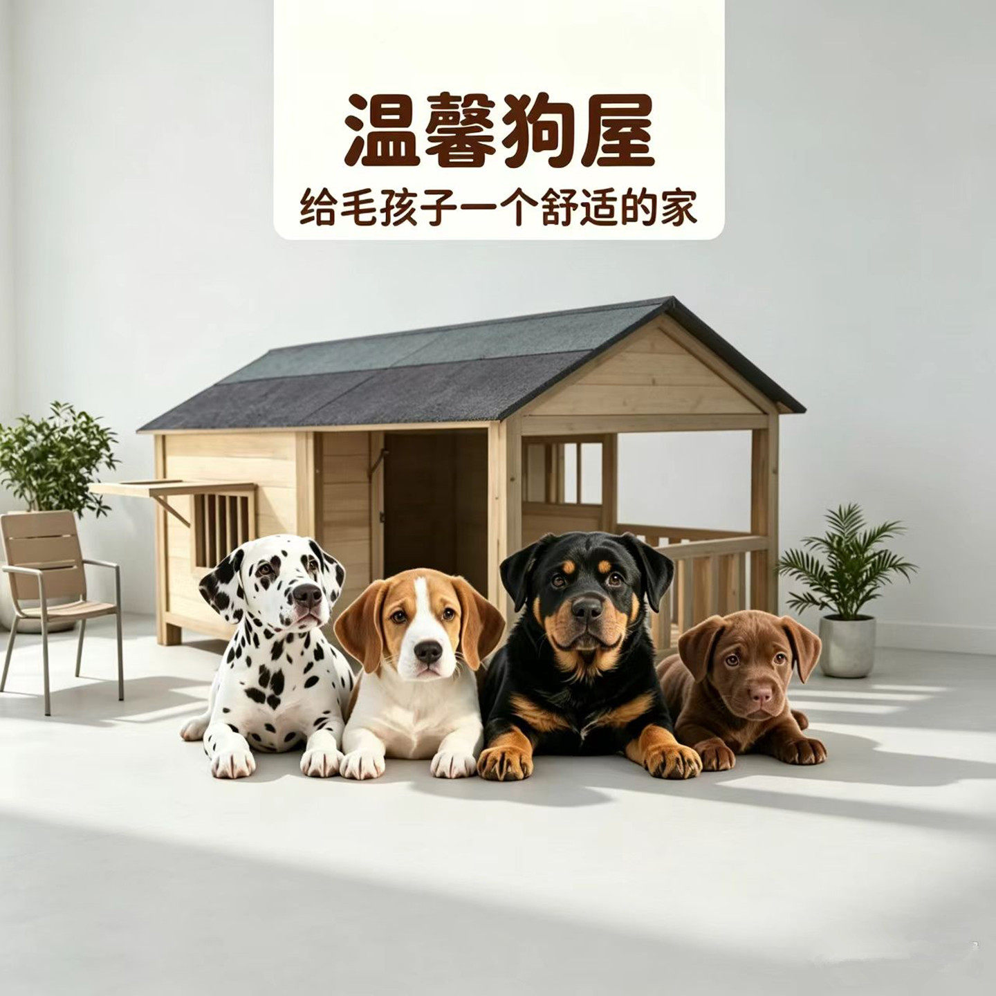 狗屋室外保暖防雨四季通用狗笼防水狗窝别墅小中大型犬实木带院子