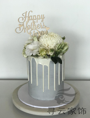 木质英文母亲节快乐Happy Mothers Day cake topper蛋糕插牌