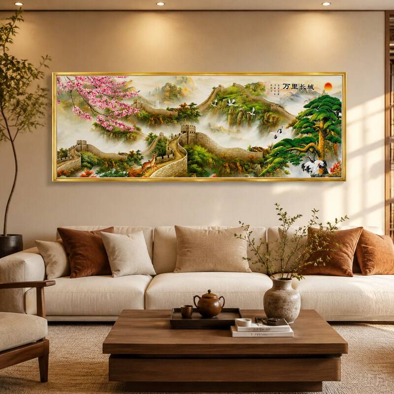 万里长城十字绣2026新款线绣客厅山水风景画diy手工简单刺绣大幅