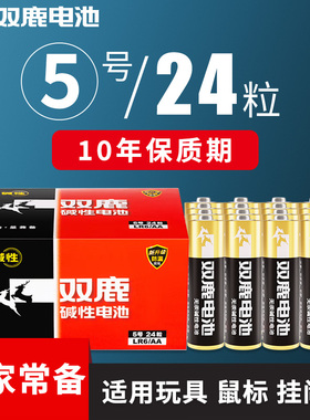 【10年保质期】双鹿碱性电池5号五号7号七号儿童玩具鼠标遥控器电池24粒空调电视话筒汽车挂钟闹钟智能门锁