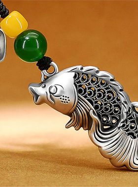 锦鲤钥匙扣精致高档汽车内挂件链男女立体金鱼包挂饰