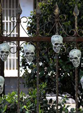 万圣节骷髅头仿真人头骨鬼屋庭院恐怖装饰道具骷髅头摆件鬼头挂件