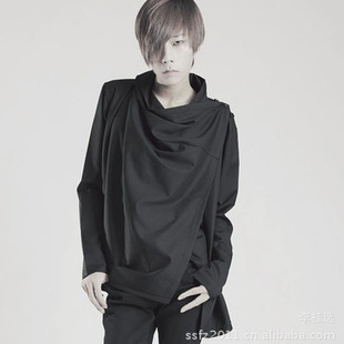 2018夏装 韩版立领设计男式长袖衬衫 表演可用 另类