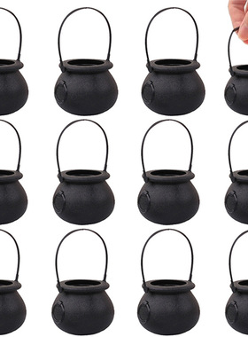 现货万圣节糖果罐舞会装饰摆件万圣节道具黑色罐小巫婆儿童手提桶