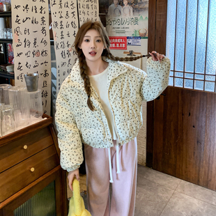 棉服女碎花棉衣加厚棉服宽松2024年秋冬季 学生新款 外套棉袄韩版