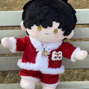 40厘米娃衣拜年服坐姿娃40cm的衣服过年中式红色替换装新年服冬衣