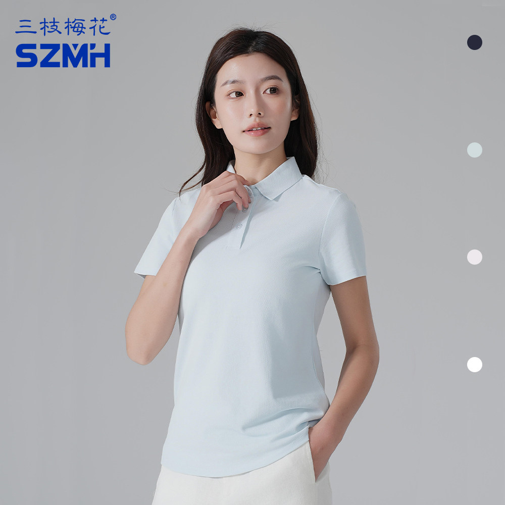 三枝梅花运动polo衫女凉感速干