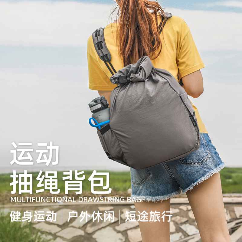 运动风户外旅行抽绳健身包