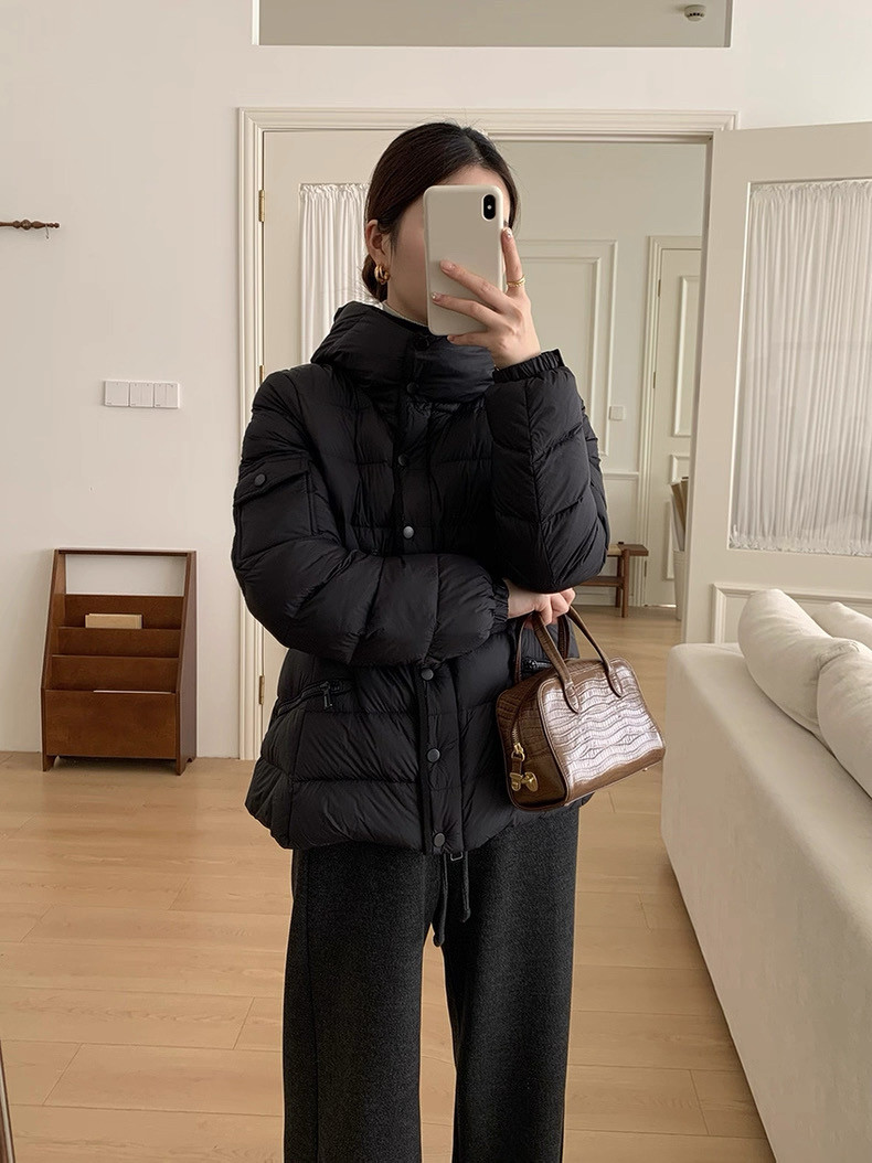 ManGui小蛮腰ju显瘦收腰款90白鹅绒连帽羽绒服秋冬新款加厚外套女