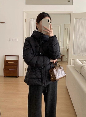 ManGui小蛮腰ju显瘦收腰款90白鹅绒连帽羽绒服秋冬新款加厚外套女