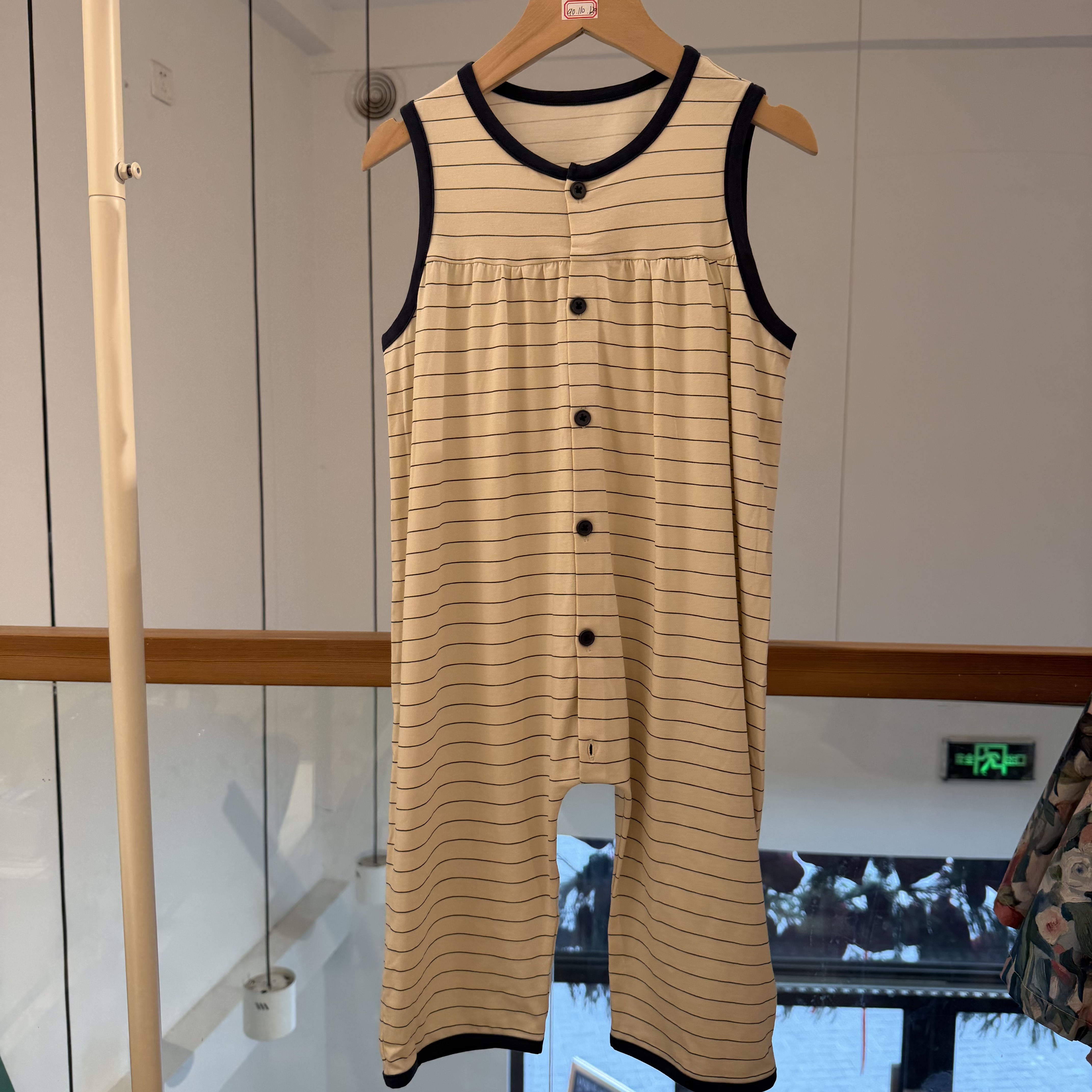 宝宝防踢睡袋夏季条纹无袖款柔软亲肤男女通用连体家居服透气睡衣
