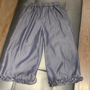 女童牛仔阔腿裤 夏季 轻薄洋气花边松紧腰女孩软牛仔防蚊九分裤 新款