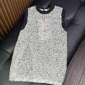 现货秒发 实体精品童装 店 女童小众圆领柔软棉线开叉针织连身裙