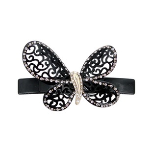 日韩高端蝴蝶发夹法式 奢华镂空镶钻顶夹后脑勺弹簧马尾夹横夹头饰