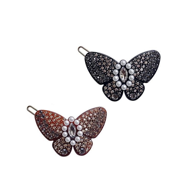 法式高端镶钻蝴蝶刘海侧边小发夹