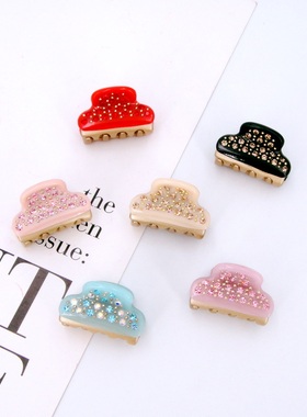 法式高端发饰中小号刘海小发抓夹旺多姆金镶钻半扎造型山大发爪夹