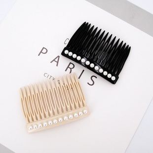 法国高端发饰珍珠发梳刘海倒插梳简约精致气质雪豆百搭盘发丸子头