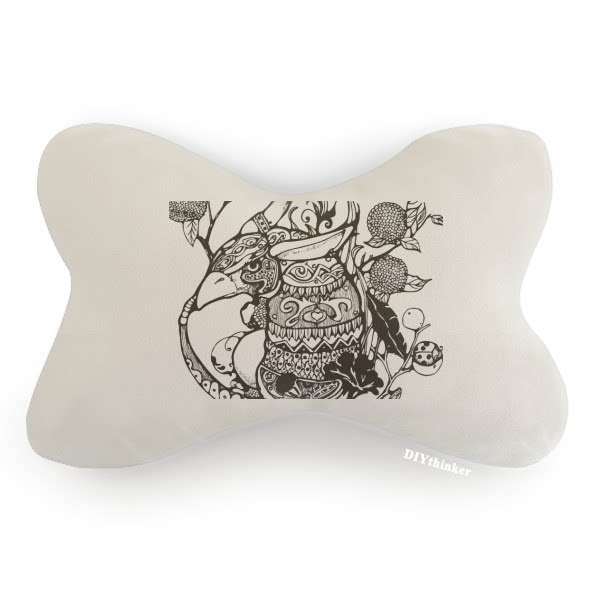 中国名著山海经犰狳白描汽车头枕颈枕座椅枕头