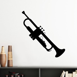 圆号古典音乐歌曲墙贴纸剪影背景墙装饰画可移除贴画