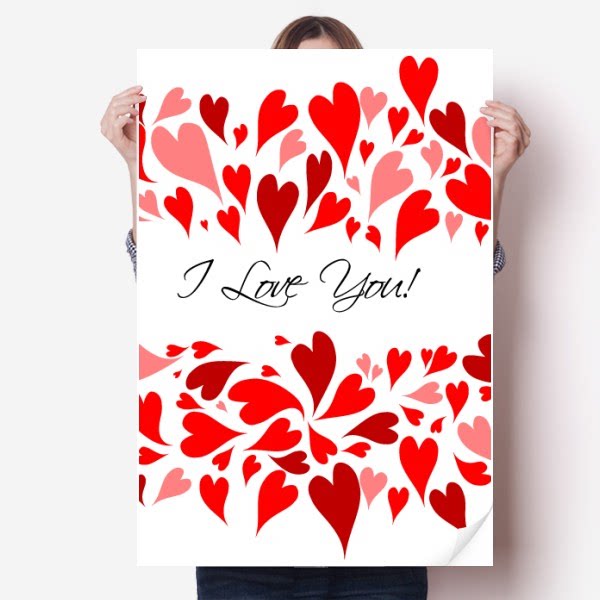 我爱你红色爱心图案海报贴纸80x55cm墙贴纸卧室家居装饰