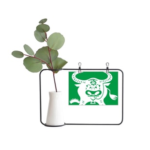 丑牛年十二生肖剪纸金属相框陶瓷花瓶装饰