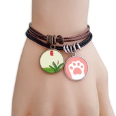 二十四节气夏至图案黑棕手链对饰品猫咪礼物礼品