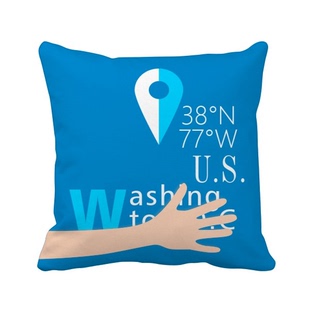 华盛顿地理坐标手方形抱枕靠枕沙发靠垫双面含芯礼物