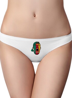 喀麦隆国旗脸谱油彩帽子女士美丽白色无痕内裤丁字裤1片装礼物