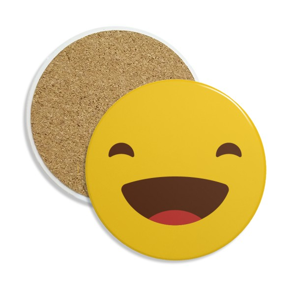 大笑黄色可爱网聊表情包插画圆形杯垫水杯隔热垫2片装礼品礼物