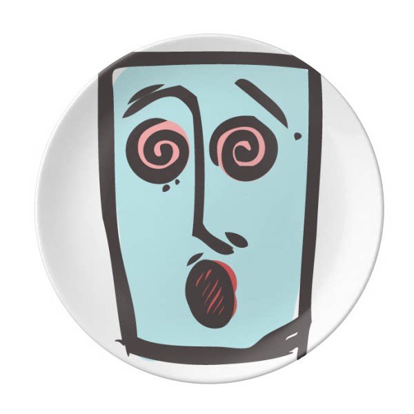 眼晕抽象人脸聊天素描表情包陶瓷餐盘子8寸月光盘餐具家居礼物