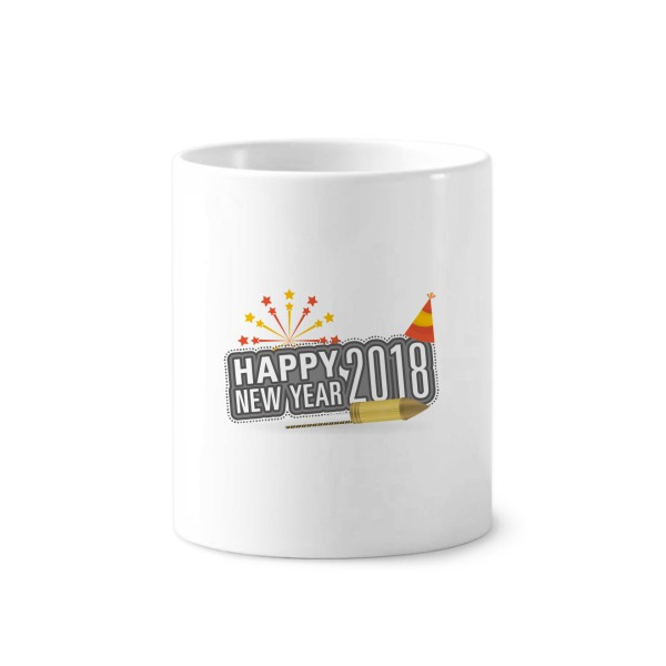 2018烟火星星灰色新年快乐陶瓷刷牙杯子笔筒白色马克杯礼物