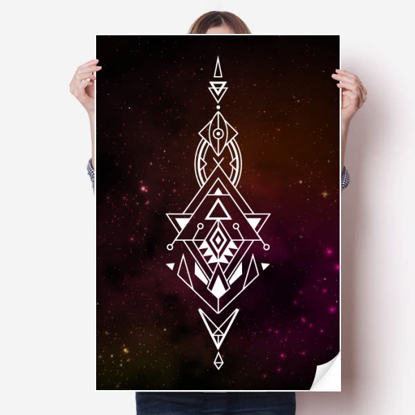 宇宙外星人图腾符号海报贴纸80x55cm墙贴纸卧室家居装饰