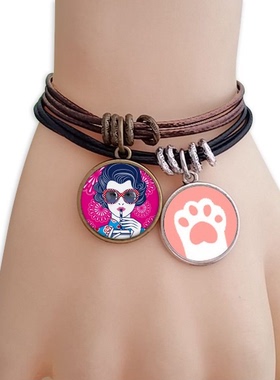 红色眼镜猫咪礼品手链