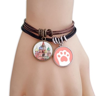 莫斯科克里姆林宫沙皇莫斯科宫殿黑棕手链对饰品猫咪礼物礼品