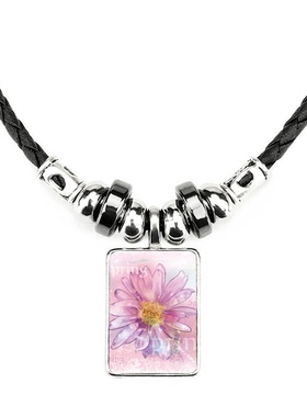 粉色花卉植物手工项链饰品吊坠