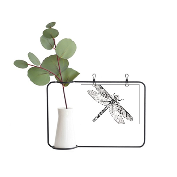 蜻蜓动物黑白速写金属相框陶瓷花瓶装饰