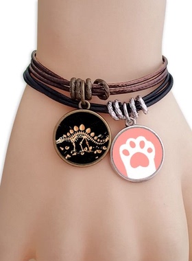 恐龙食草大剑龙黑棕手链对饰品猫咪礼物礼品