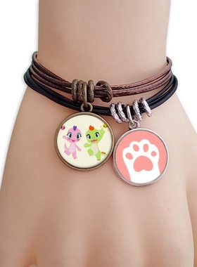 西部恐龙园吉祥物黑棕手链对饰品猫咪礼物礼品