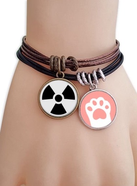 黑色圆形标志猫咪礼品手链