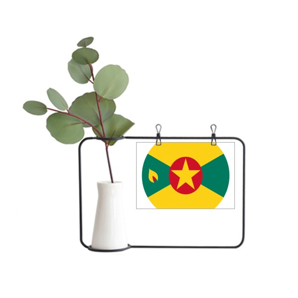 格林纳达北美洲国徽金属相框陶瓷花瓶装饰