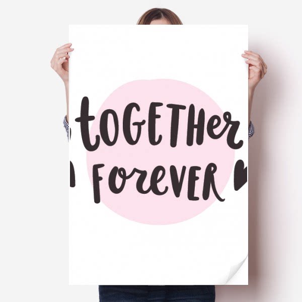 永远在一起英文艺术字海报贴纸80x55cm墙贴纸卧室家居装饰