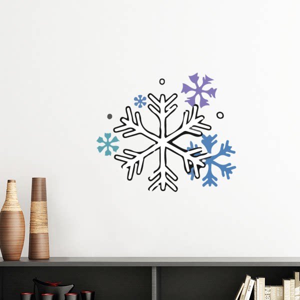 天气冬天雪花插画纹样墙贴壁纸房间贴花