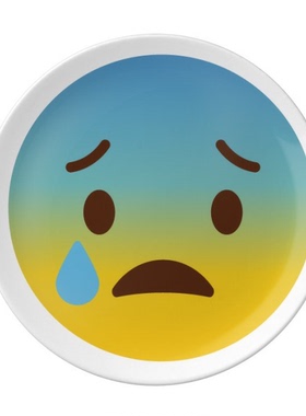 黄色可爱卡哇伊聊天表情包插画图案陶瓷餐盘子8寸月光盘餐具家居